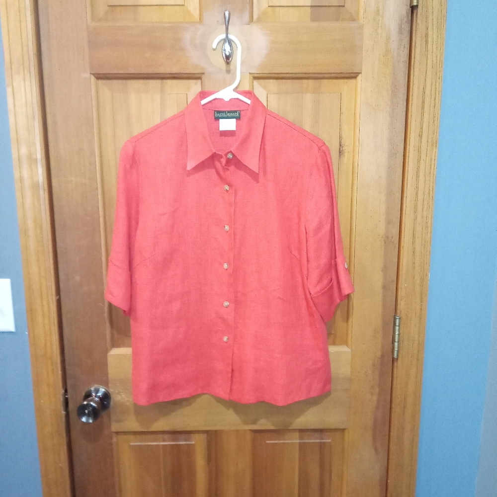 Harve Bernard 100% heavy linen orange blazer size 10